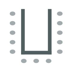 Room setup icon of tables placed in U-Shape with chairs on outside