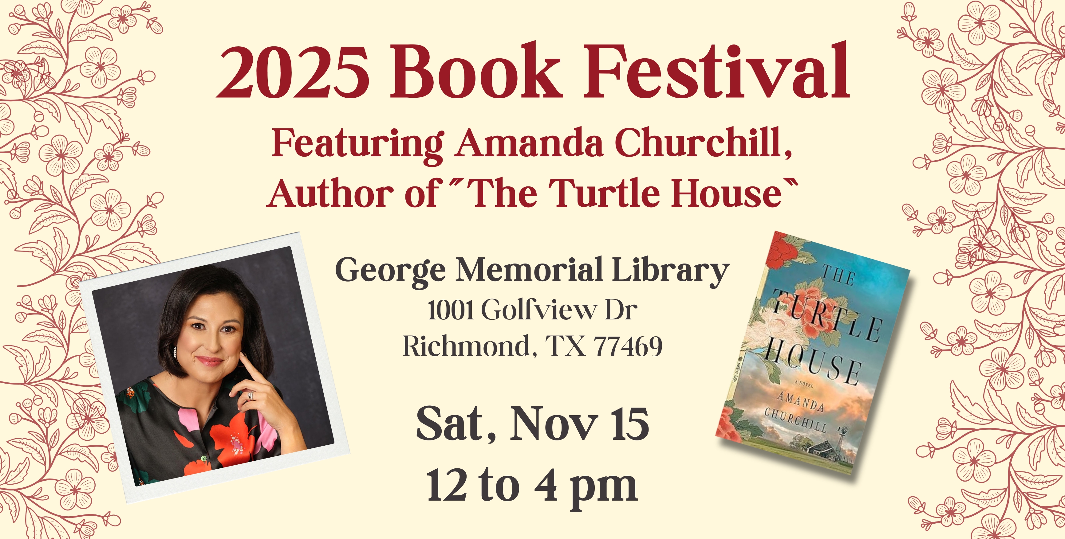 2025 Book Festival at George Memorial Library in Richmond on Sat, Nov 15 from 12 to 4 pm