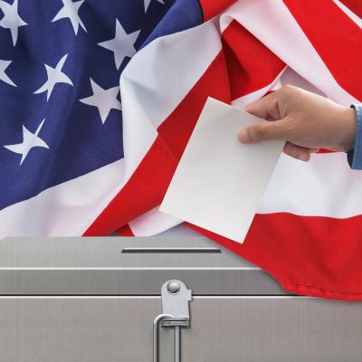 Hand Voting American Flag