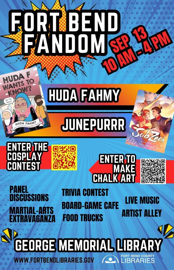 Poster for Fort Bend Fandom showing events