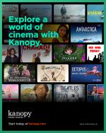 Kanopy graphic with the words "Explore a World of Cinema with Kanopy"