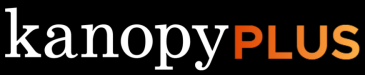 The words Kanopy PLUS on a black background
