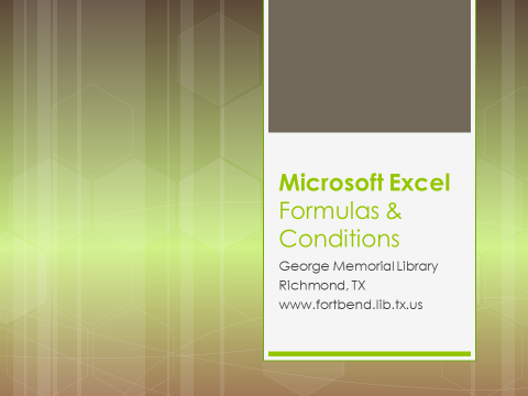 excel formulas and conditions
