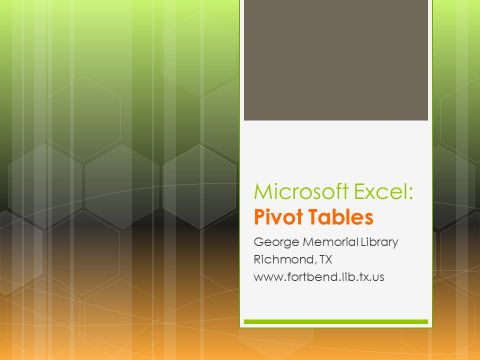 excel pivot tables