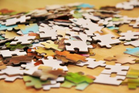 puzzle pieces on a table