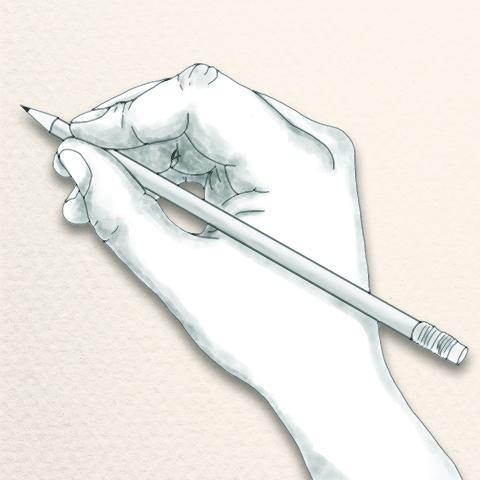 hand holding pencil