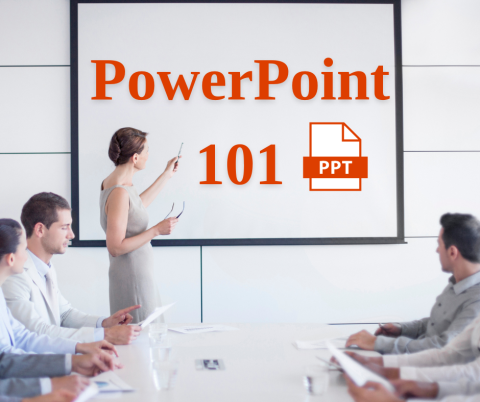 Picture of someone giving a PowerPoint presentation.