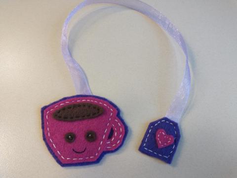 A bookmark made from felt and ribbon