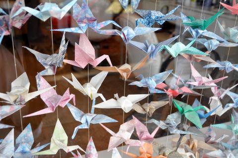 Strings of origami cranes 