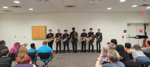 A group of Saxophone players in the Meeting Room at Sienna