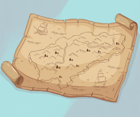 Fantasy map on a blue background