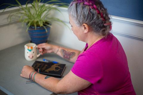 Woman journaling