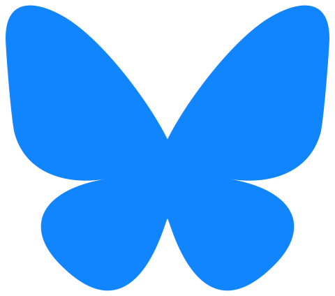 logo for Bluesky, a bright blue butterfly