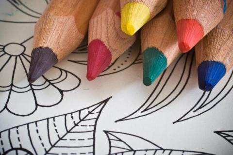 color pencils and a coloring sheet