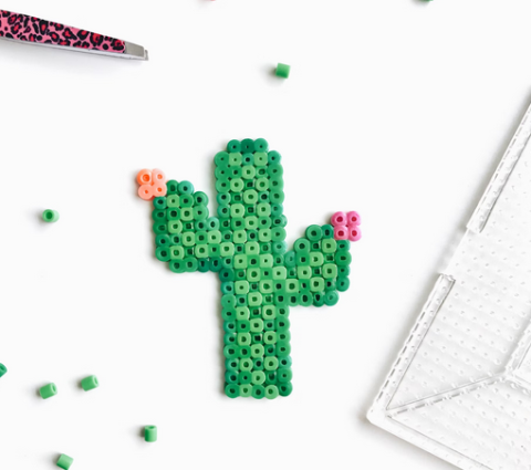 photo of a perler bead cactus design