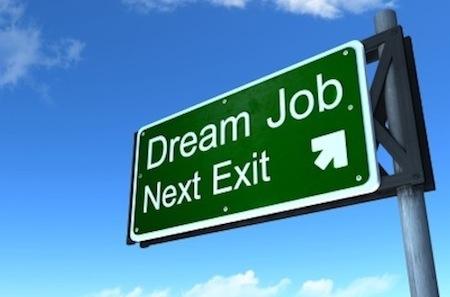 Road sign saying "Dream Job Next Exit"