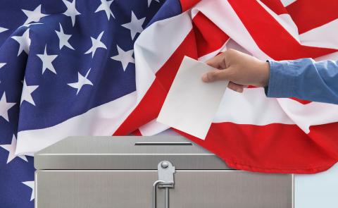 Hand Voting American Flag