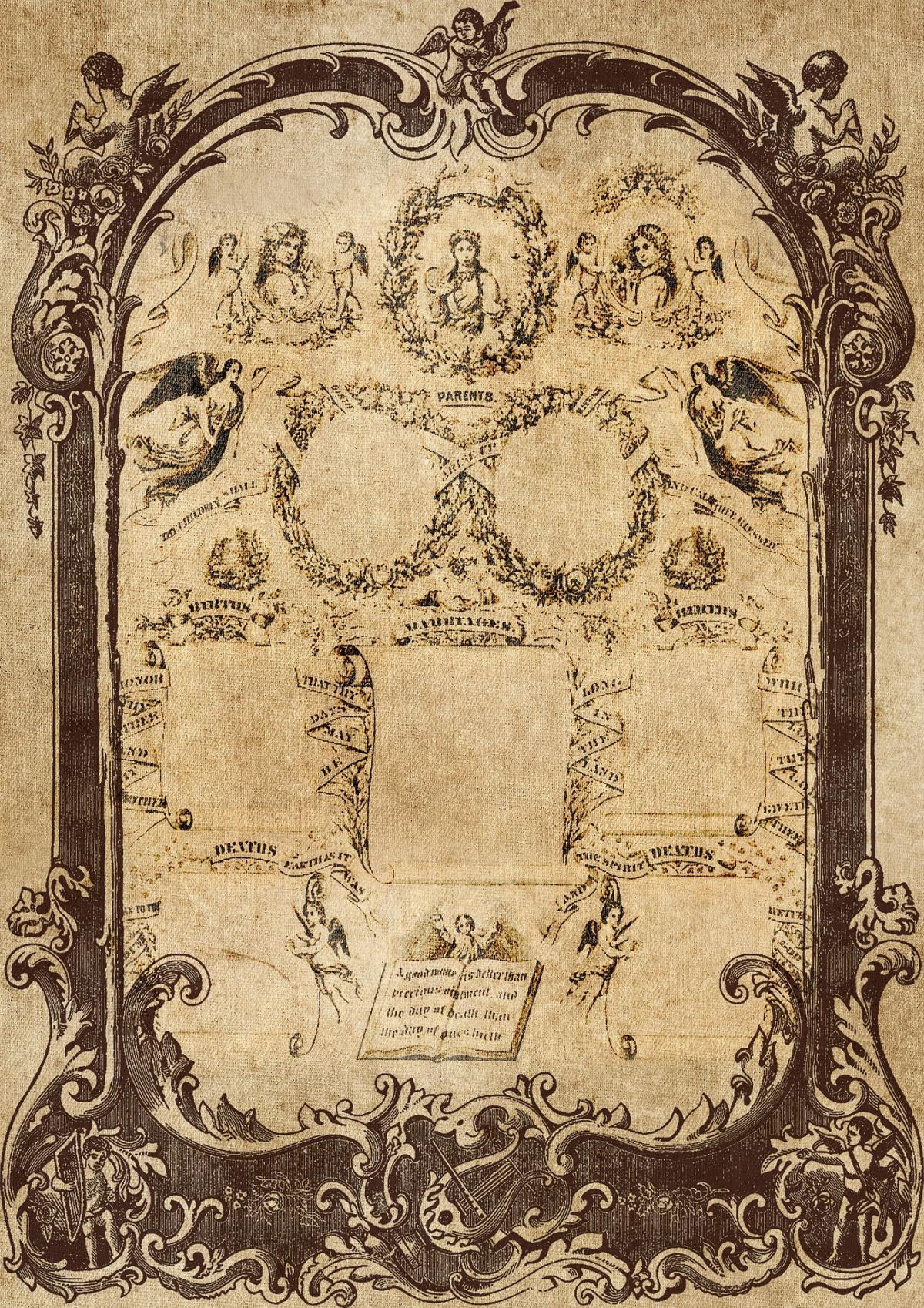 antique family tree print
