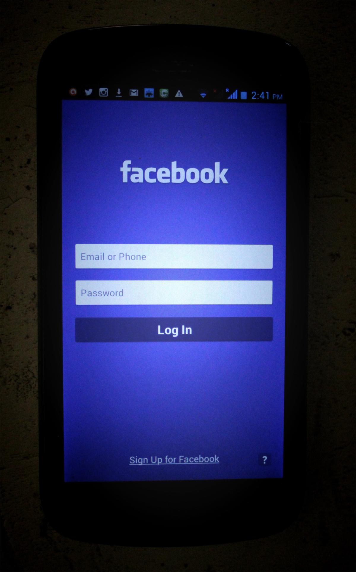 Facebook on a phone