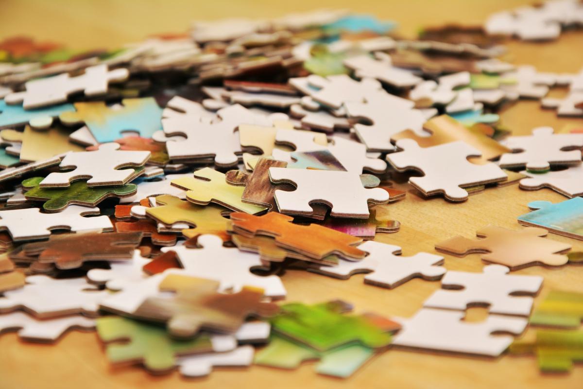 puzzle pieces on a table