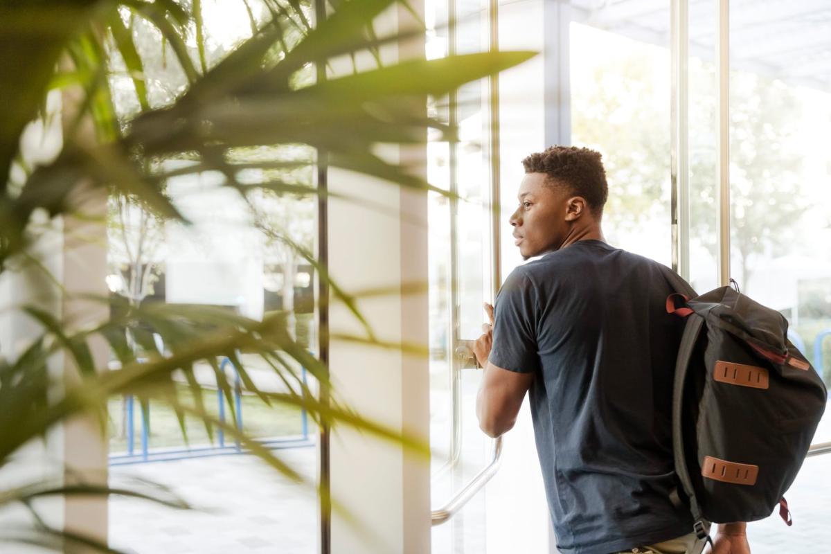 College student with backpack