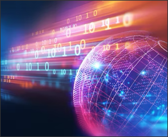 Online Resources linked image showing a globe made out of binary code
