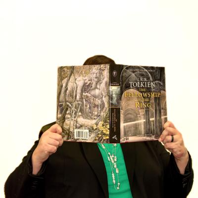 Sarah Wheeler holding up book